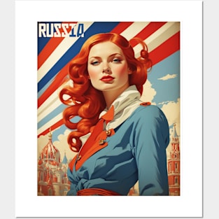 Russia Russian Woman Moscow Vintage Tourism Poster Posters and Art